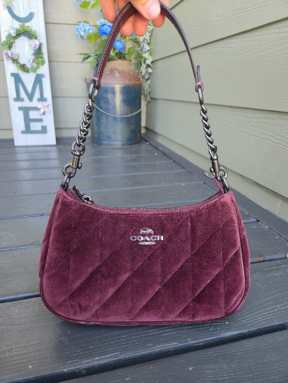 Coach Teri Quilted Velvet Baguette Organic Cotton